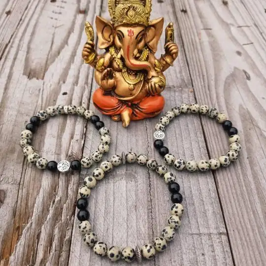 Bracelet Onyx et Jaspe Dalmatien – Image 2