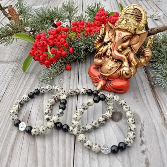 Bracelet Onyx et Jaspe Dalmatien