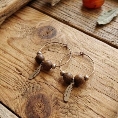Boucles d'oreilles Argent et Bois
